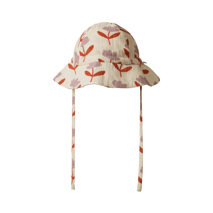 NATURE BABY - MUSLIN SUNHAT: FLEURETTE PRINT [sz:S - 0-6 MTHS]