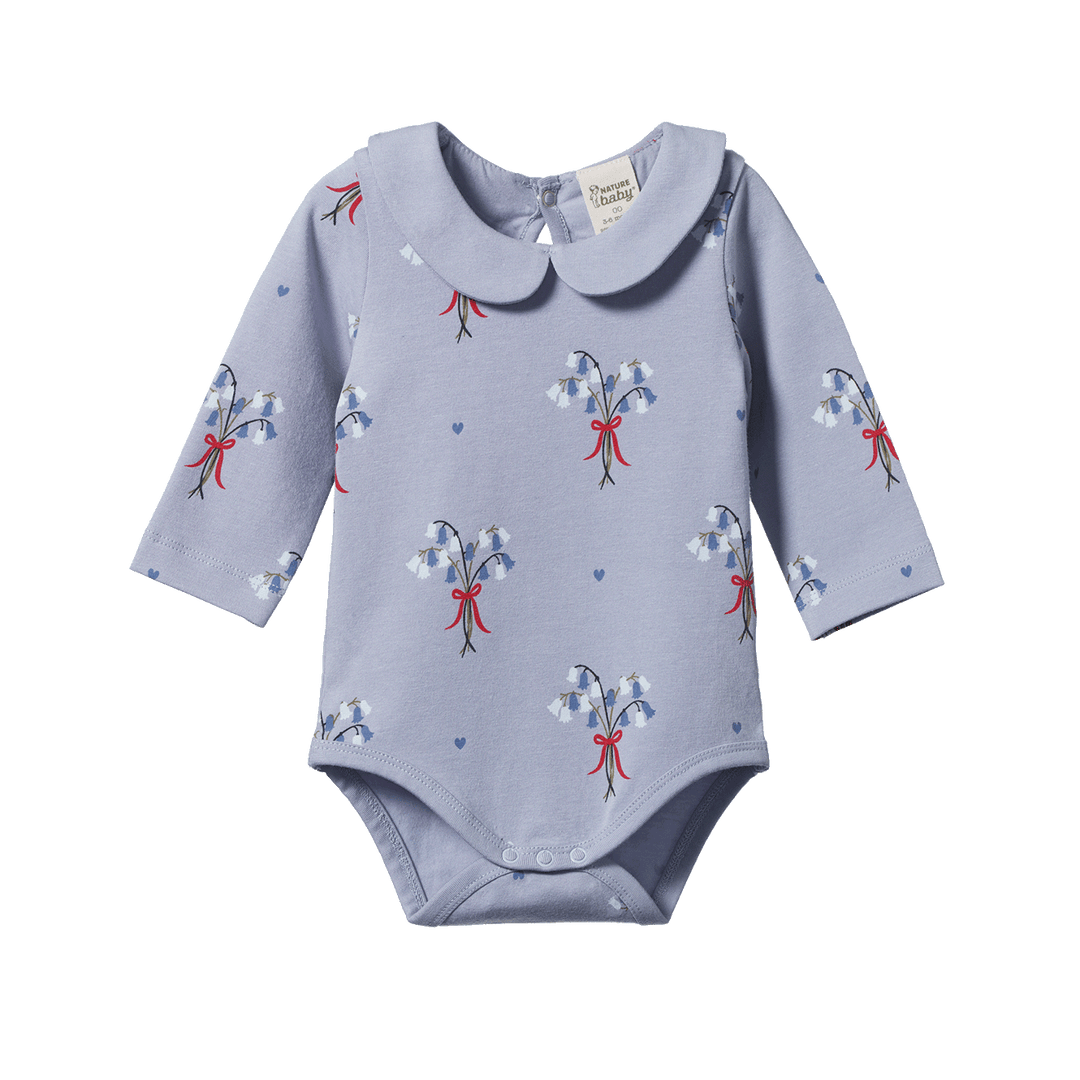 NATURE BABY - AGNES BODYSUIT: BLUEBELL PRINT [sz:0-3 MTHS]
