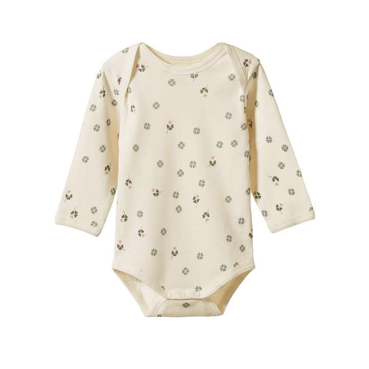 NATURE BABY - LONG SLEEVE BODYSUIT: LUCKY PRINT [sz:0-3 MTHS]