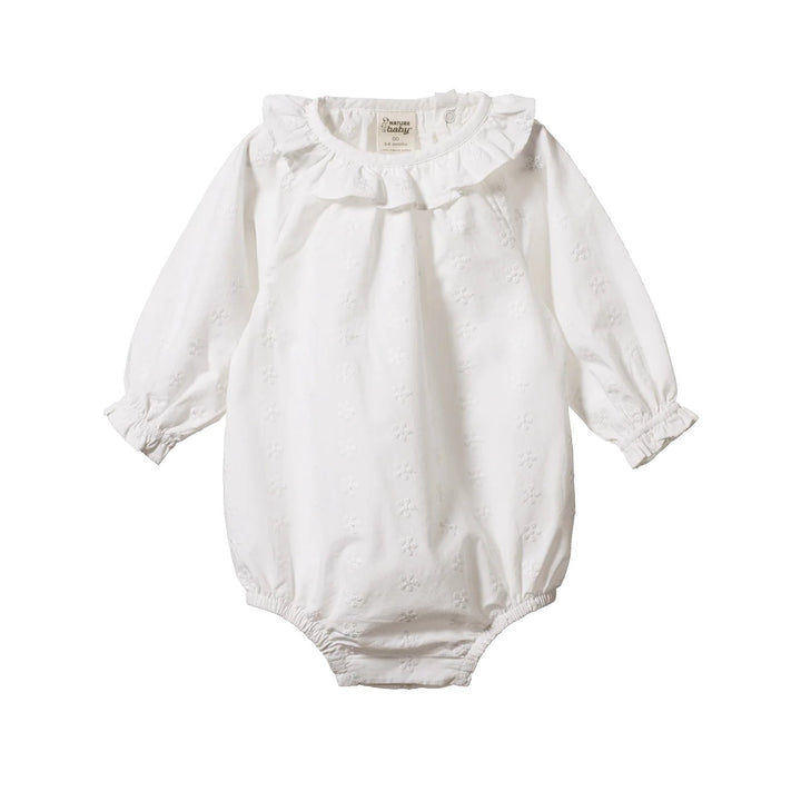 NATURE BABY - MEADOW BODYSUIT: IVORY FLORA [sz:0-3 MTHS]