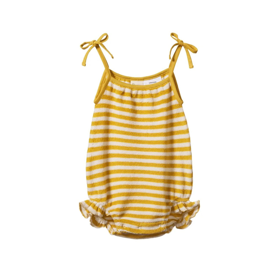 NATURE BABY - SYLVIE SUIT TERRY: GOLDEN SEA STRIPE [sz:0-3 MTHS]
