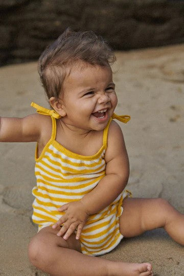 NATURE BABY - SYLVIE SUIT TERRY: GOLDEN SEA STRIPE [sz:0-3 MTHS]