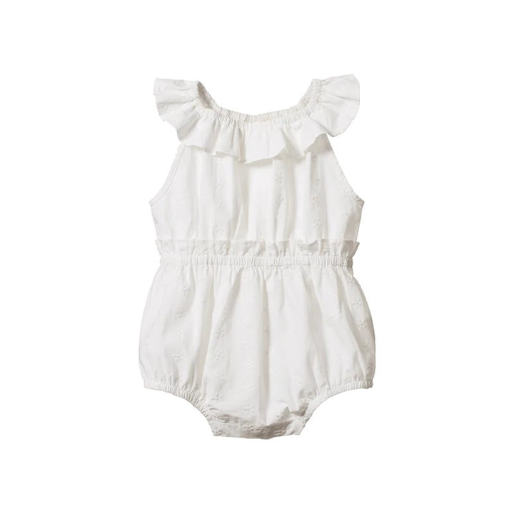 NATURE BABY - PLUM SUIT MUSLIN: IVORY FLORA PRINT [sz:0-3 MTHS]