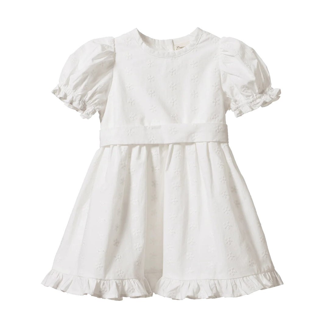 NATURE BABY - ANNABELLE DRESS: IVORY FLORA [sz:6-12 MTHS]