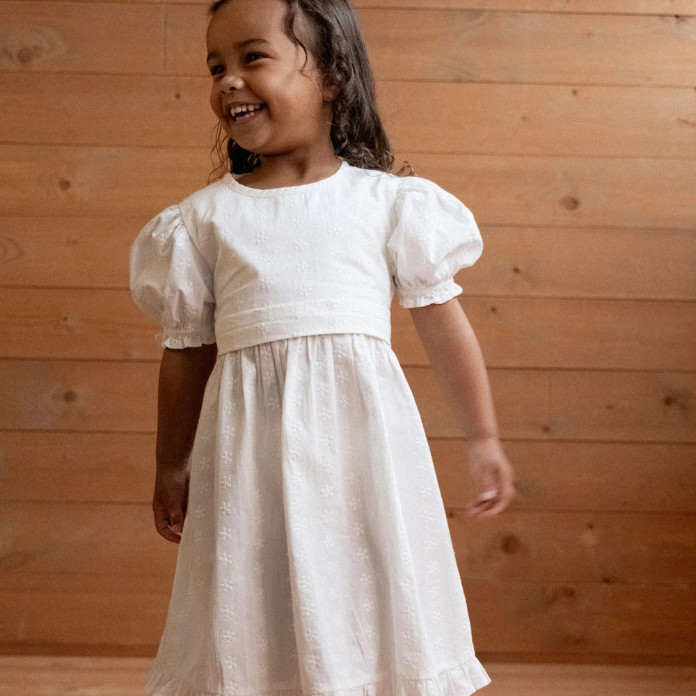 NATURE BABY - ANNABELLE DRESS: IVORY FLORA [sz:6-12 MTHS]