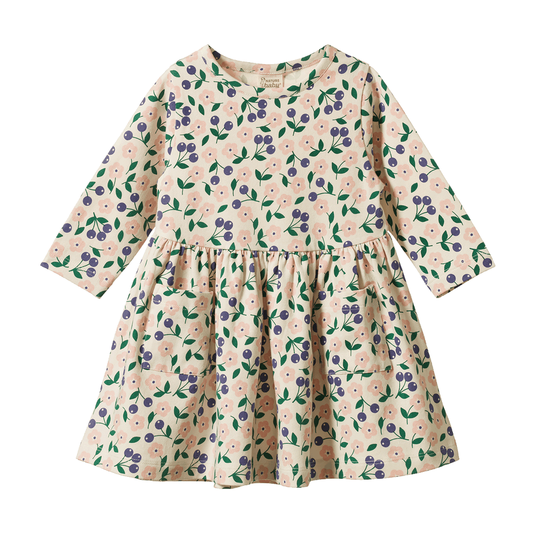 NATURE BABY - LONG SLEEVE TWIRL DRESS: GRANDE BRIARWOOD PRINT [sz:6-12 MTHS]