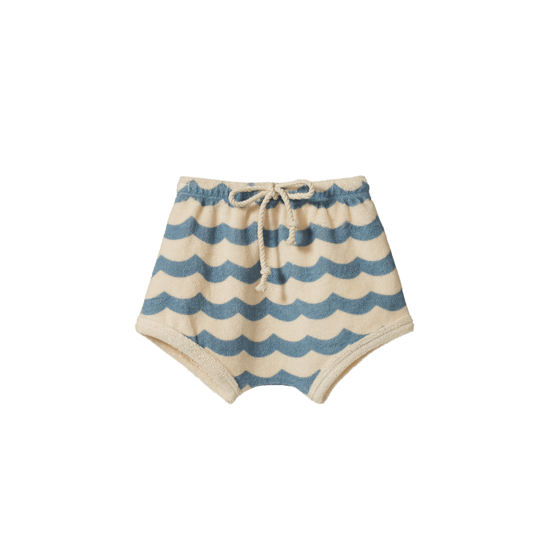 NATURE BABY - TERRY SHORT: WAVES PRINT [sz:0-3 MTHS]