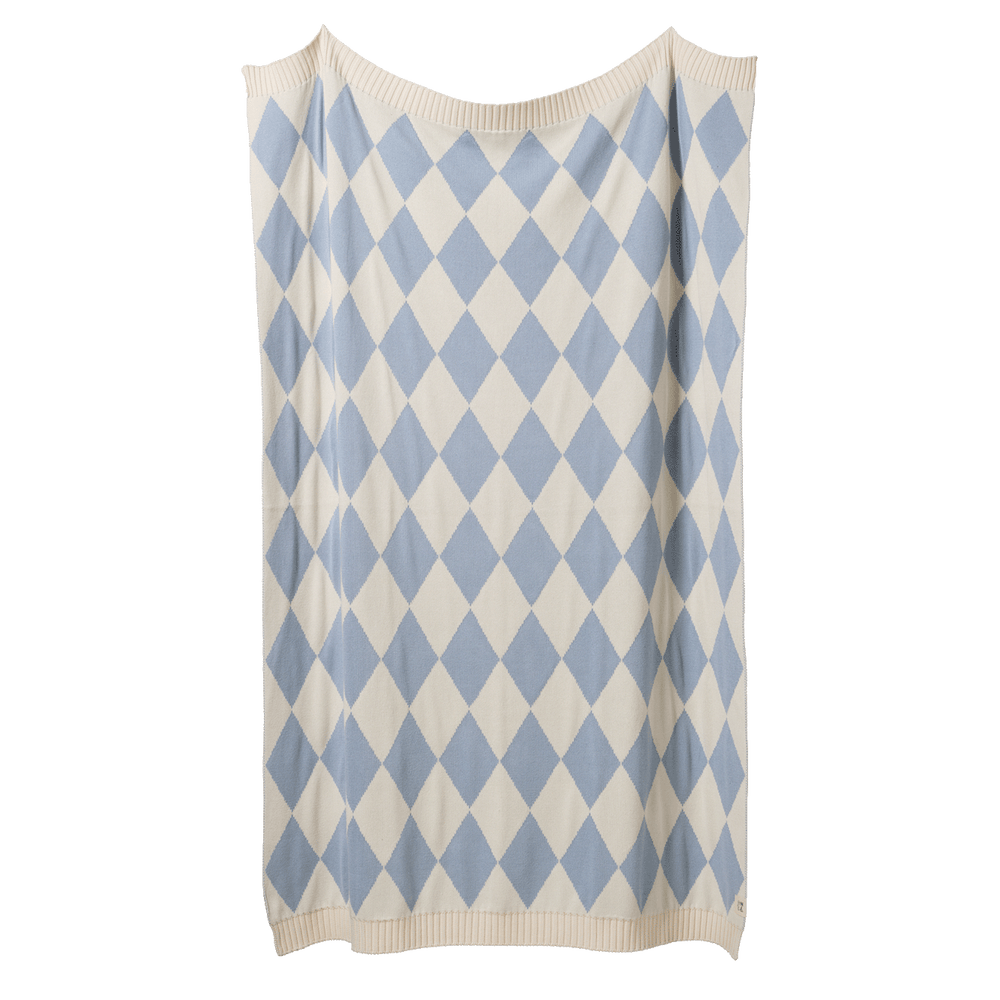 NATURE BABY - DUNE BASSINET BLANKET: CELESTIAL BLUE DIAMOND KNIT 
