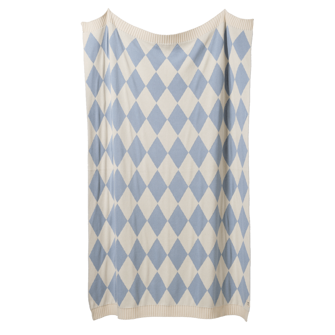 NATURE BABY - DUNE BASSINET BLANKET: CELESTIAL BLUE DIAMOND KNIT 