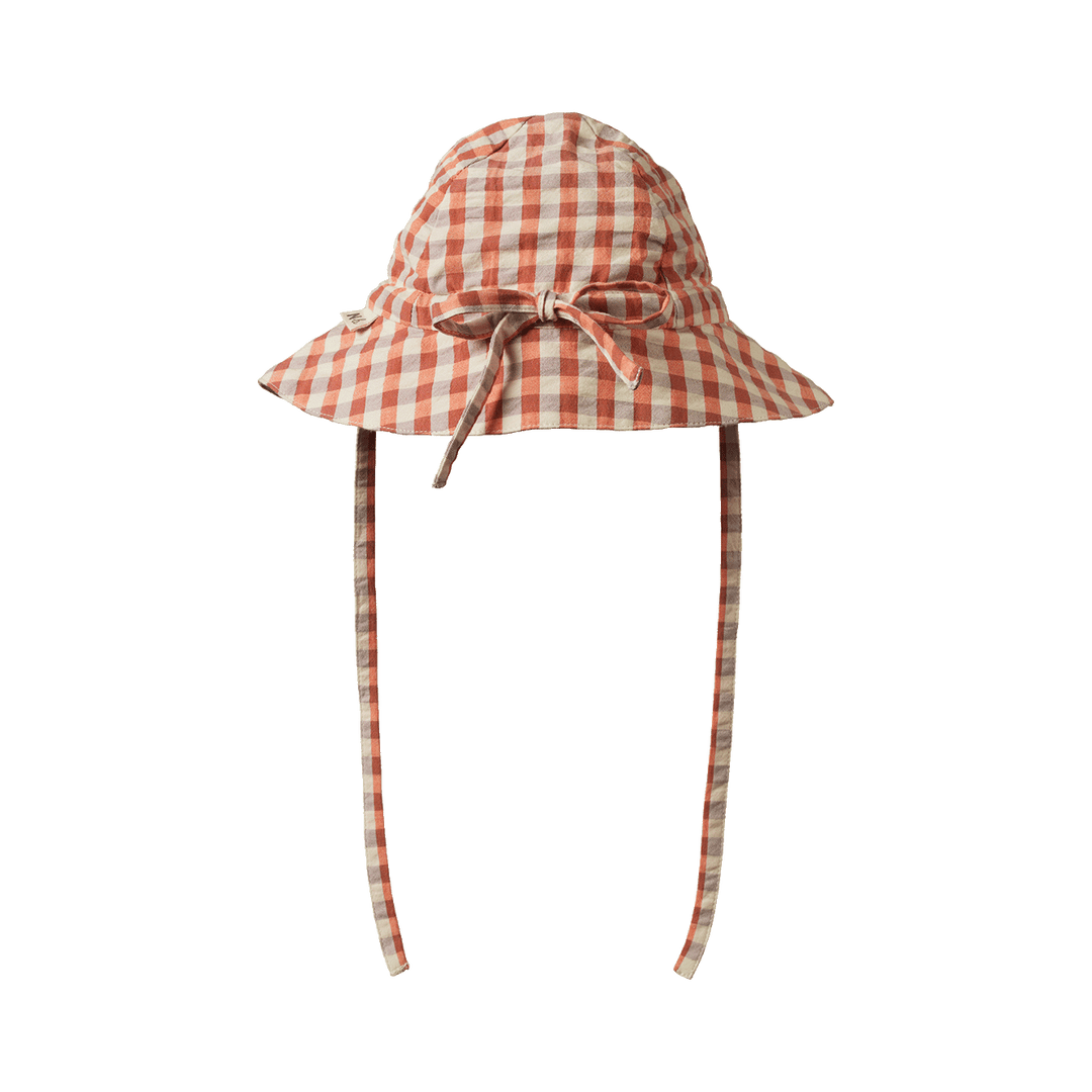 NATURE BABY - SUNHAT: DANDELION GINGHAM [sz:S - 0-6 MTHS]