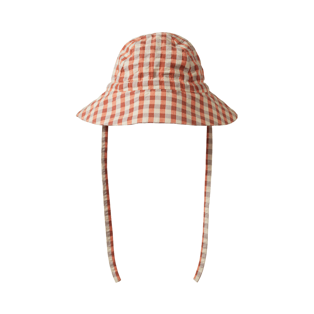 NATURE BABY - SUNHAT: DANDELION GINGHAM [sz:S - 0-6 MTHS]