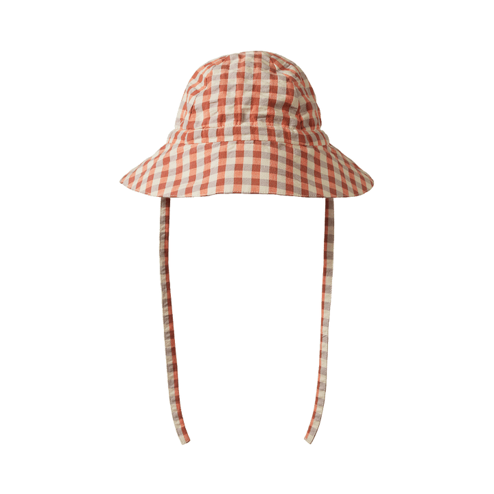 NATURE BABY - SUNHAT: DANDELION GINGHAM [sz:S - 0-6 MTHS]