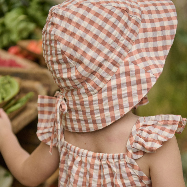 NATURE BABY - SUNHAT: DANDELION GINGHAM [sz:S - 0-6 MTHS]