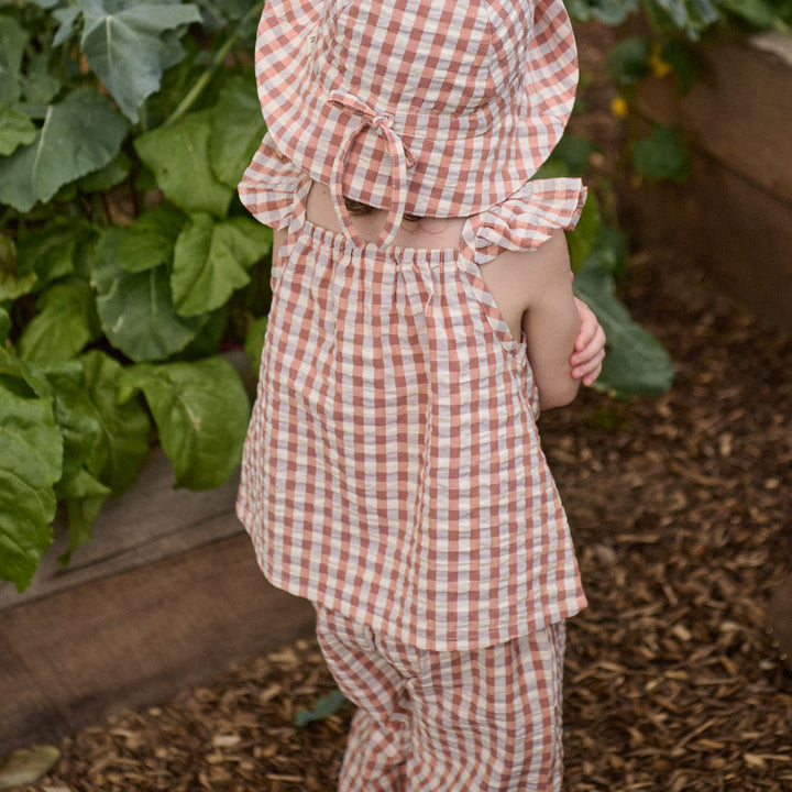 NATURE BABY - SUNHAT: DANDELION GINGHAM [sz:S - 0-6 MTHS]