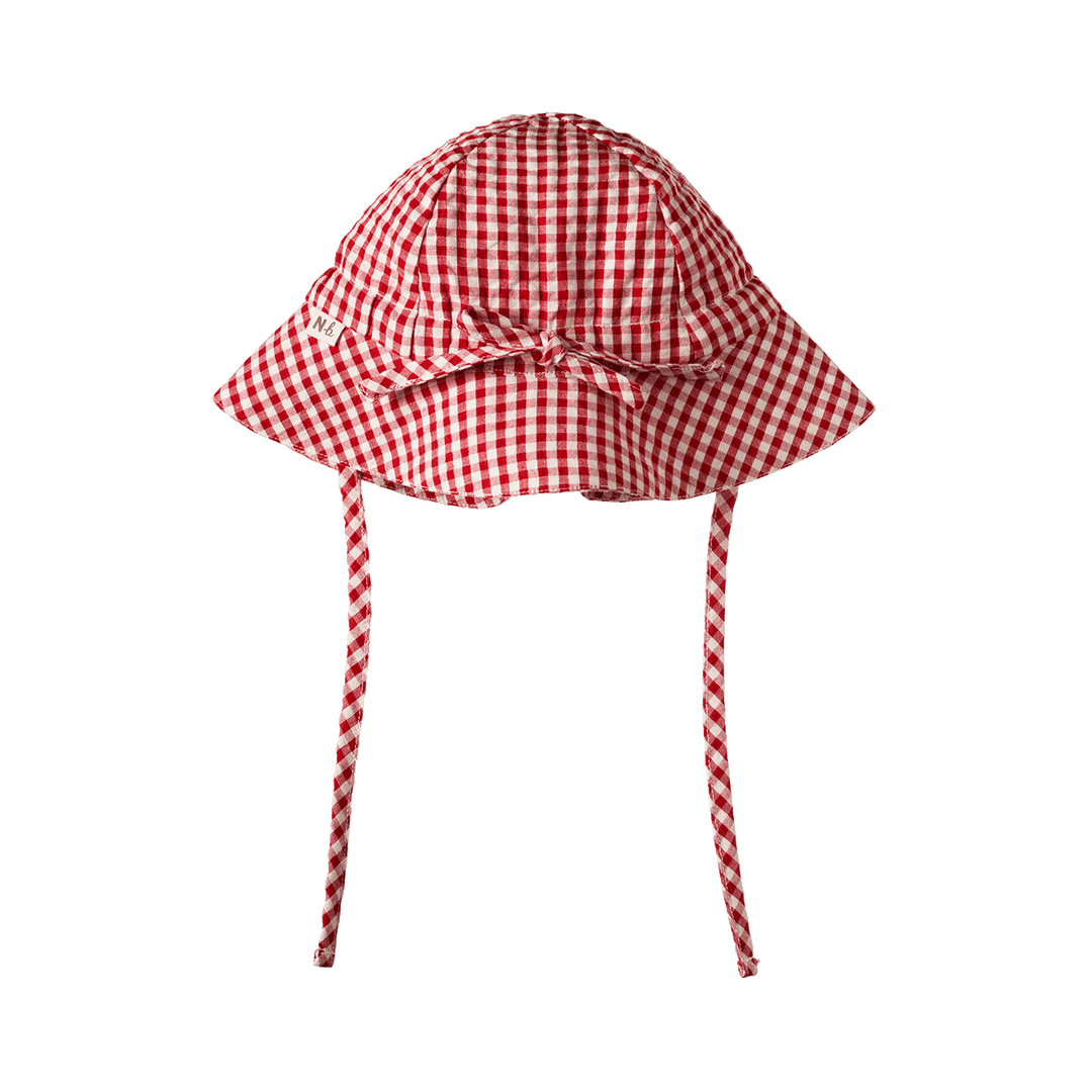 NATURE BABY - SUNHAT GINGHAM: RED CHECK [sz:S - 0-6 MTHS]