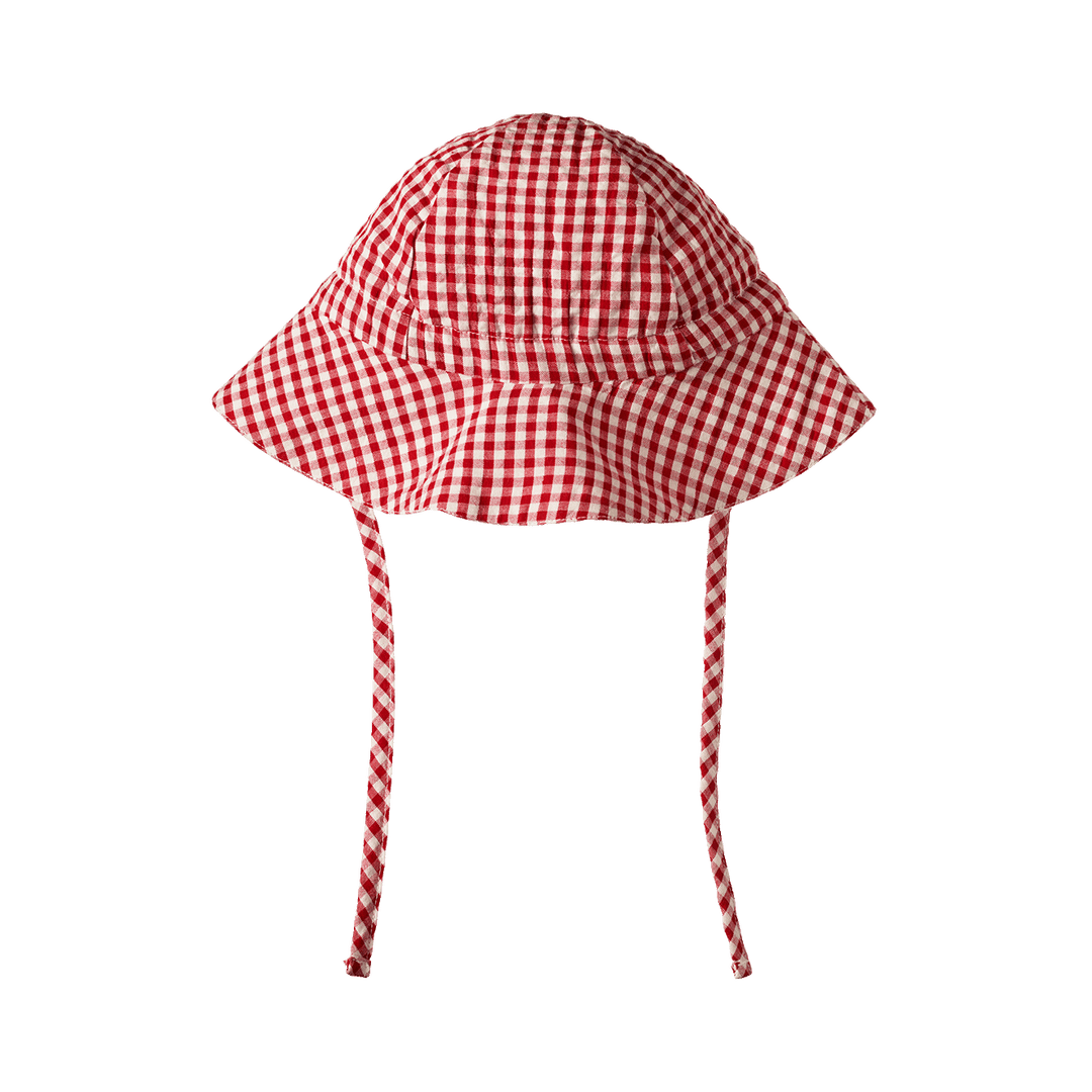 NATURE BABY - SUNHAT GINGHAM: RED CHECK [sz:S - 0-6 MTHS]