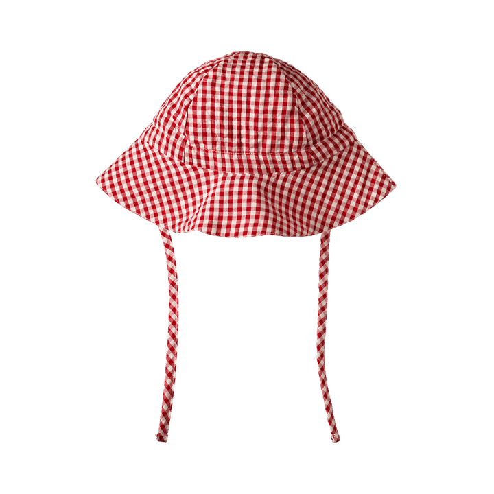 NATURE BABY - SUNHAT GINGHAM: RED CHECK [sz:S - 0-6 MTHS]