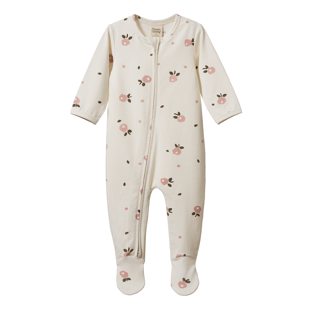 NATURE BABY - DREAMLANDS SUIT: POSEY BLOSSOM ROSE PRINT [sz:NB]