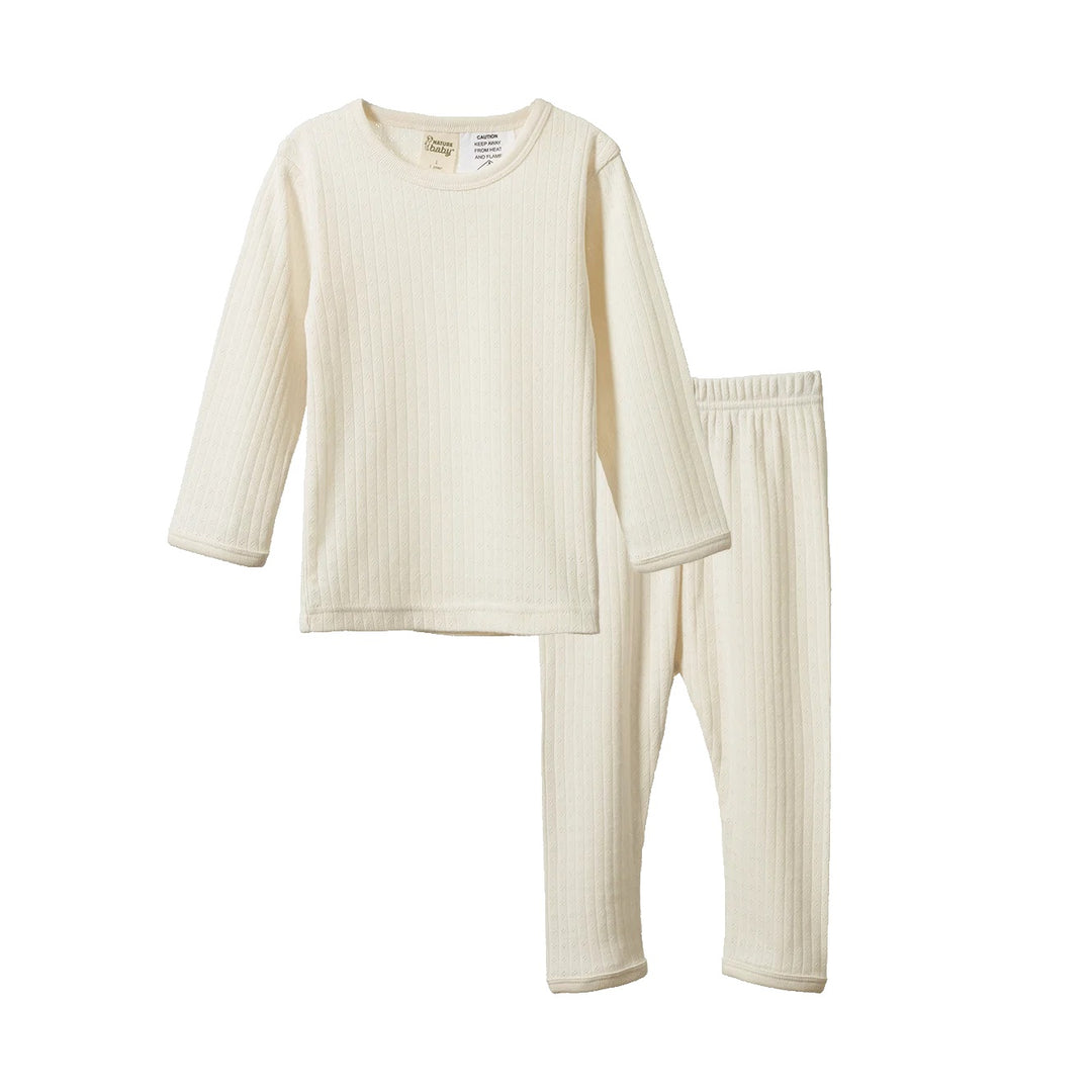 NATURE BABY - 2PC LONG SLEEVE PYJAMA SET: NATURAL POINTELLE [sz:1 YR]
