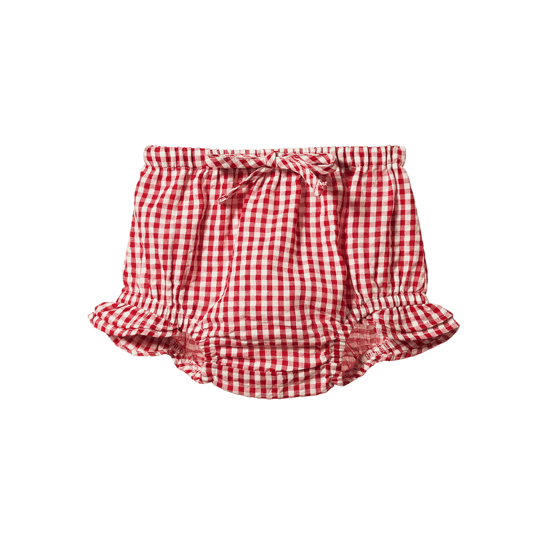 NATURE BABY - PETAL SET: RED CHECK GINGHAM [sz:0-3 MTHS]