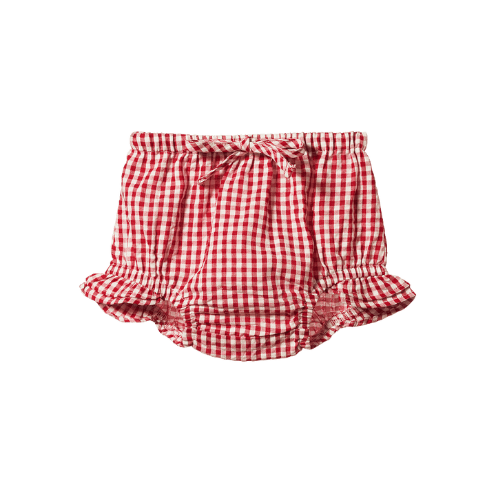 NATURE BABY - PETAL SET: RED CHECK GINGHAM [sz:0-3 MTHS]