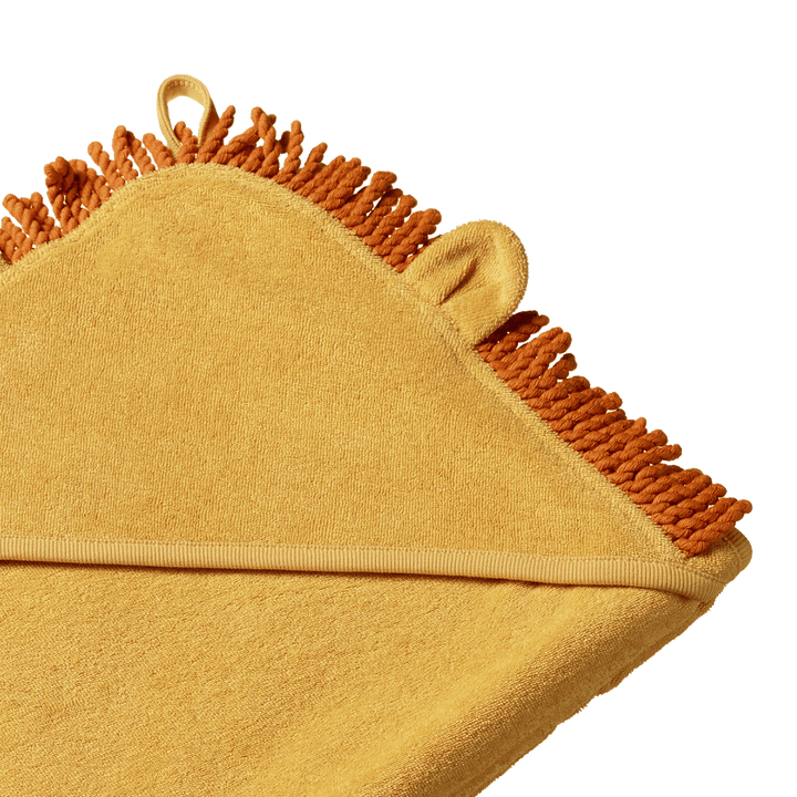 NATURE BABY - ORGANIC COTTON HOODED BATH TOWEL: GOLDEN LION