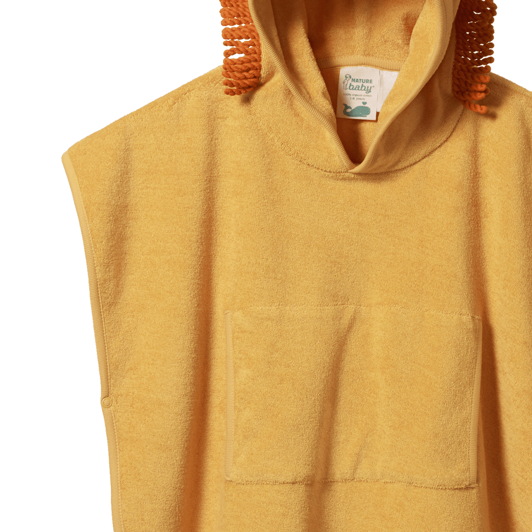 NATURE BABY - ORGANIC COTTON PONCHO TOWEL: GOLDEN LION [sz:1-2 YRS]