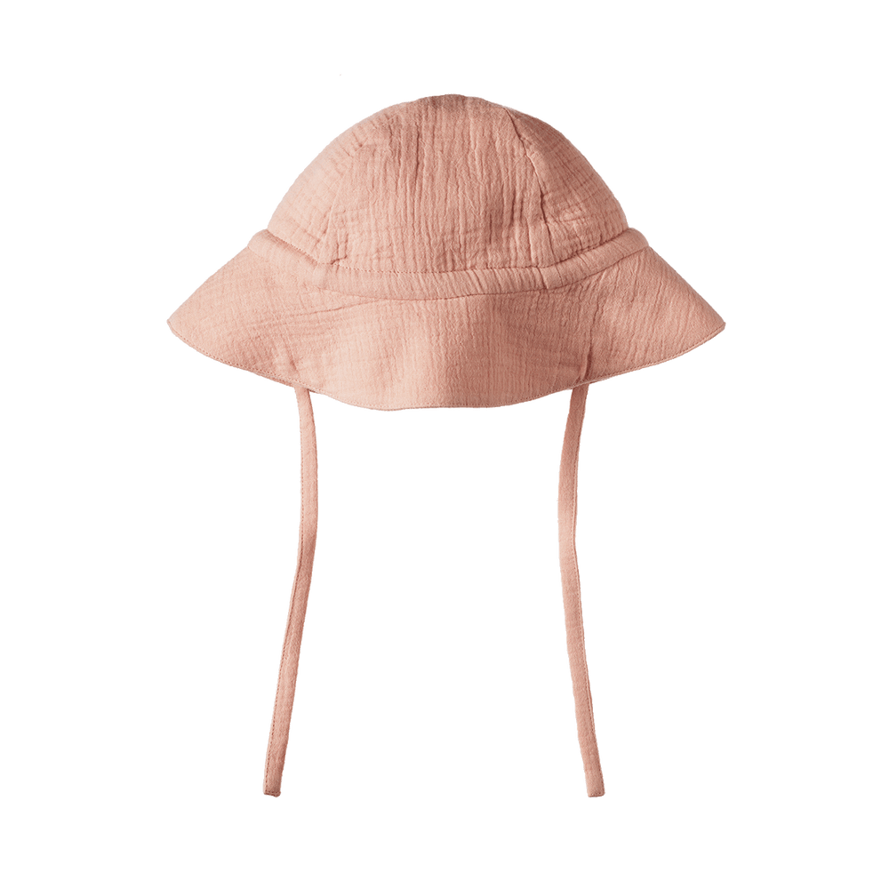 NATURE BABY - MUSLIN SUNHAT:ROSE DUST [sz:S - 0-6 MTHS]