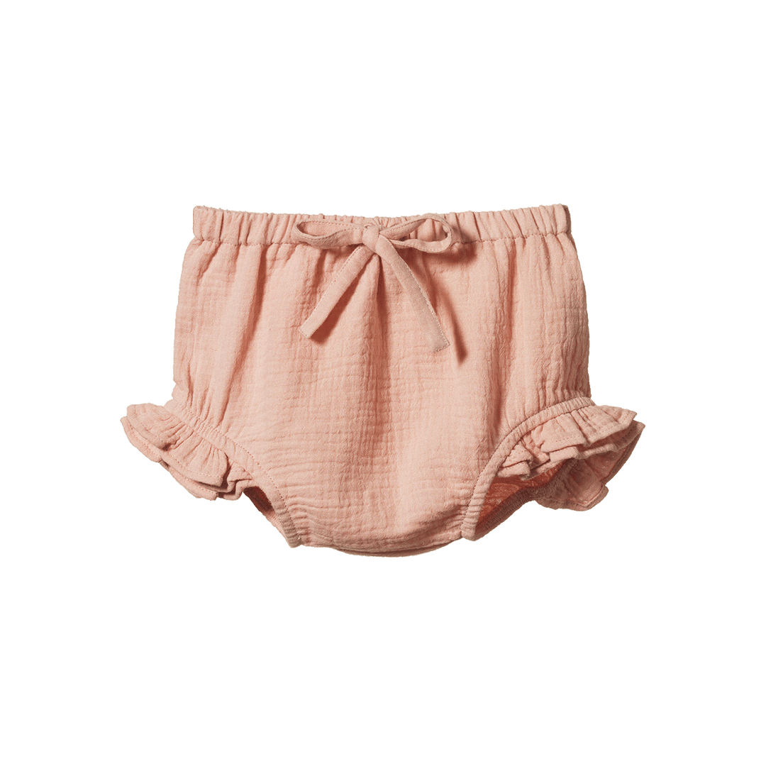 NATURE BABY - PETAL BLOOMERS MUSLIN: ROSE DUST [sz:0-3 MTHS]
