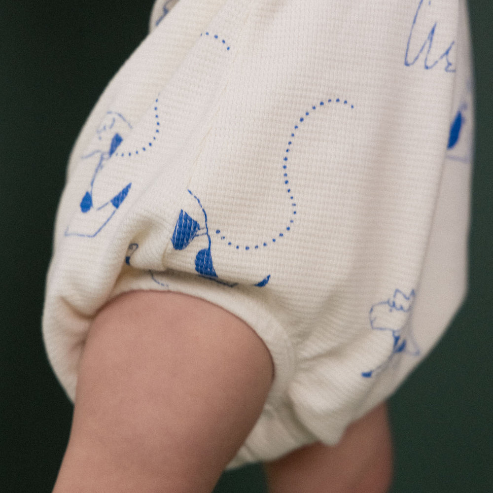NATURE BABY - JUNO ROMPER WAFFLE: DOG WALK PRINT [sz:0-3 MTHS]