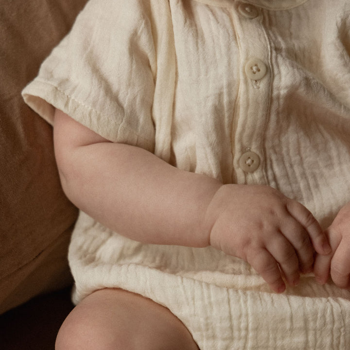 NATURE BABY - MONTY SUIT MUSLIN: NATURAL [sz:0-3 MTHS]
