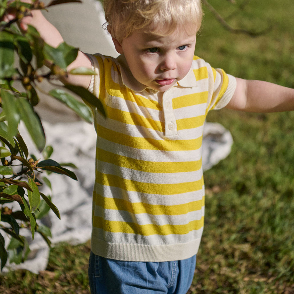 NATURE BABY - STEVIE POLO: SUNNY BOLD STRIPE [sz:6-12 MTHS]