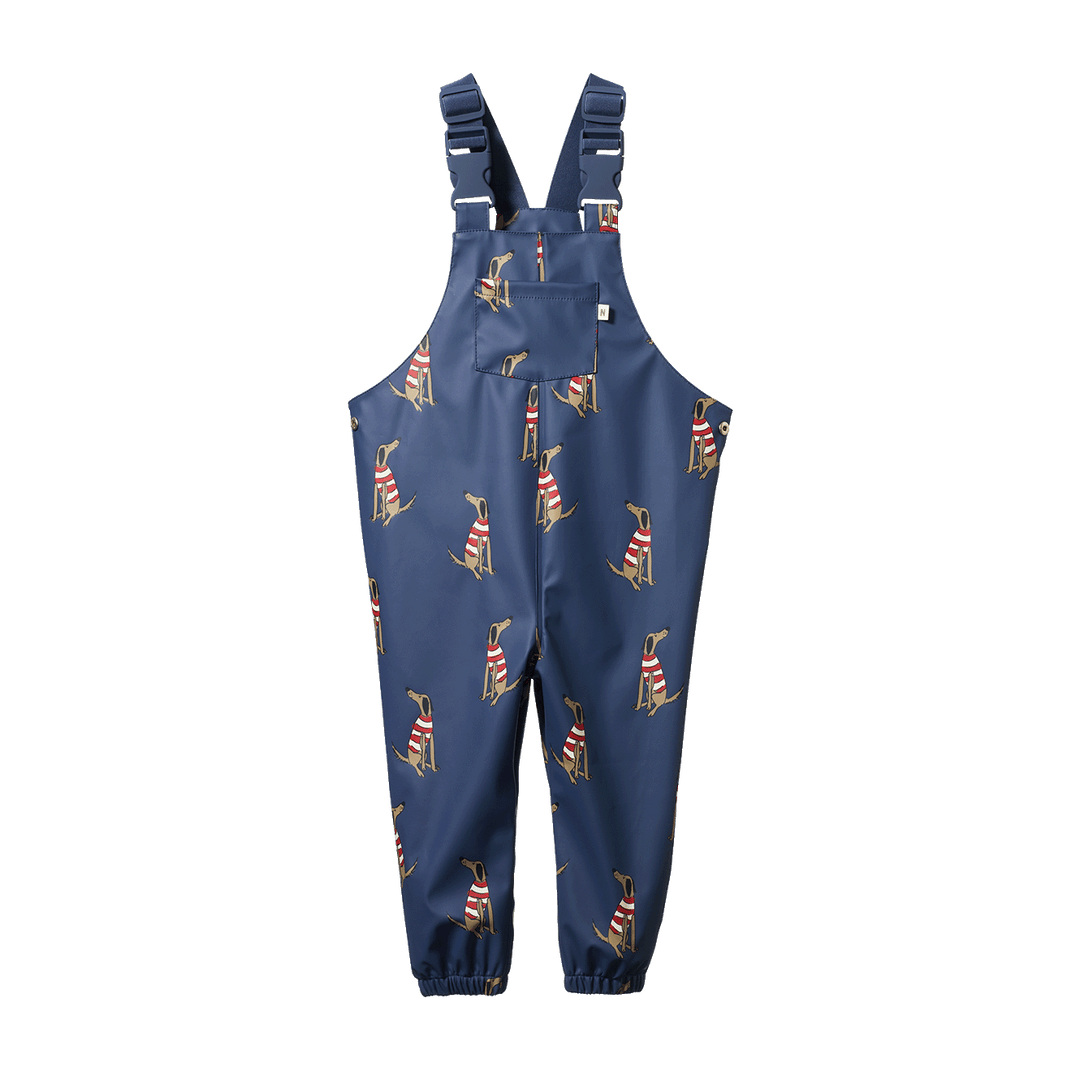 NATURE BABY - SPLASH OVERALLS: BEST FRIEND INDIGO PRINT [sz:1-2 YRS]