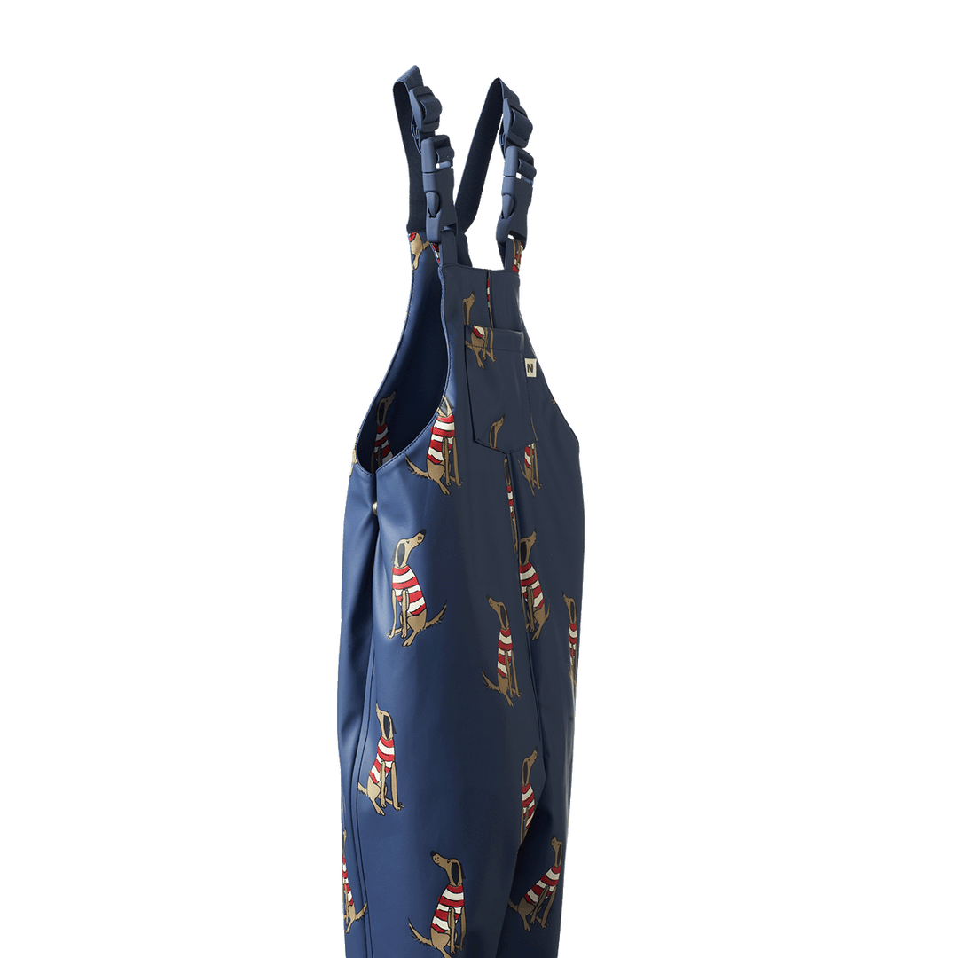NATURE BABY - SPLASH OVERALLS: BEST FRIEND INDIGO PRINT [sz:1-2 YRS]