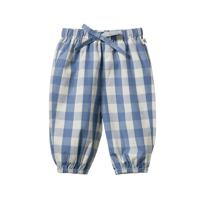 NATURE BABY - SUNNY PANTS: BLUEBELL CHECK [sz:3-6 MTHS]