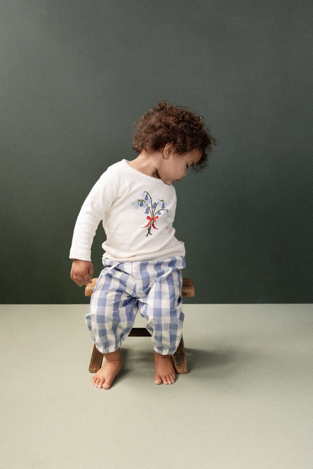 NATURE BABY - SUNNY PANTS: BLUEBELL CHECK [sz:3-6 MTHS]