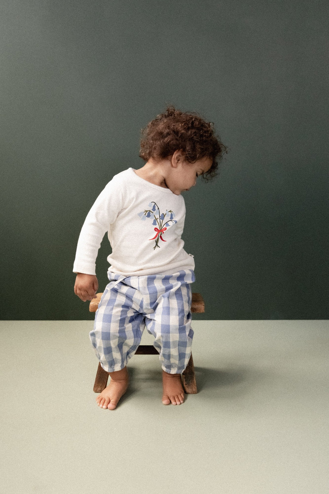 NATURE BABY - SUNNY PANTS: BLUEBELL CHECK [sz:3-6 MTHS]