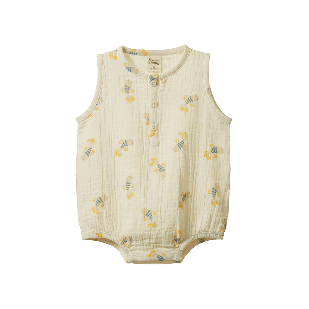 NATURE BABY - CEDAR SUIT: FISH FABLE PRINT [sz:0-3 MTHS]