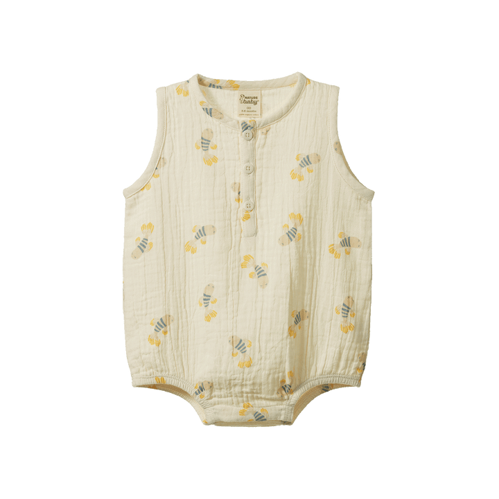 NATURE BABY - CEDAR SUIT: FISH FABLE PRINT [sz:0-3 MTHS]