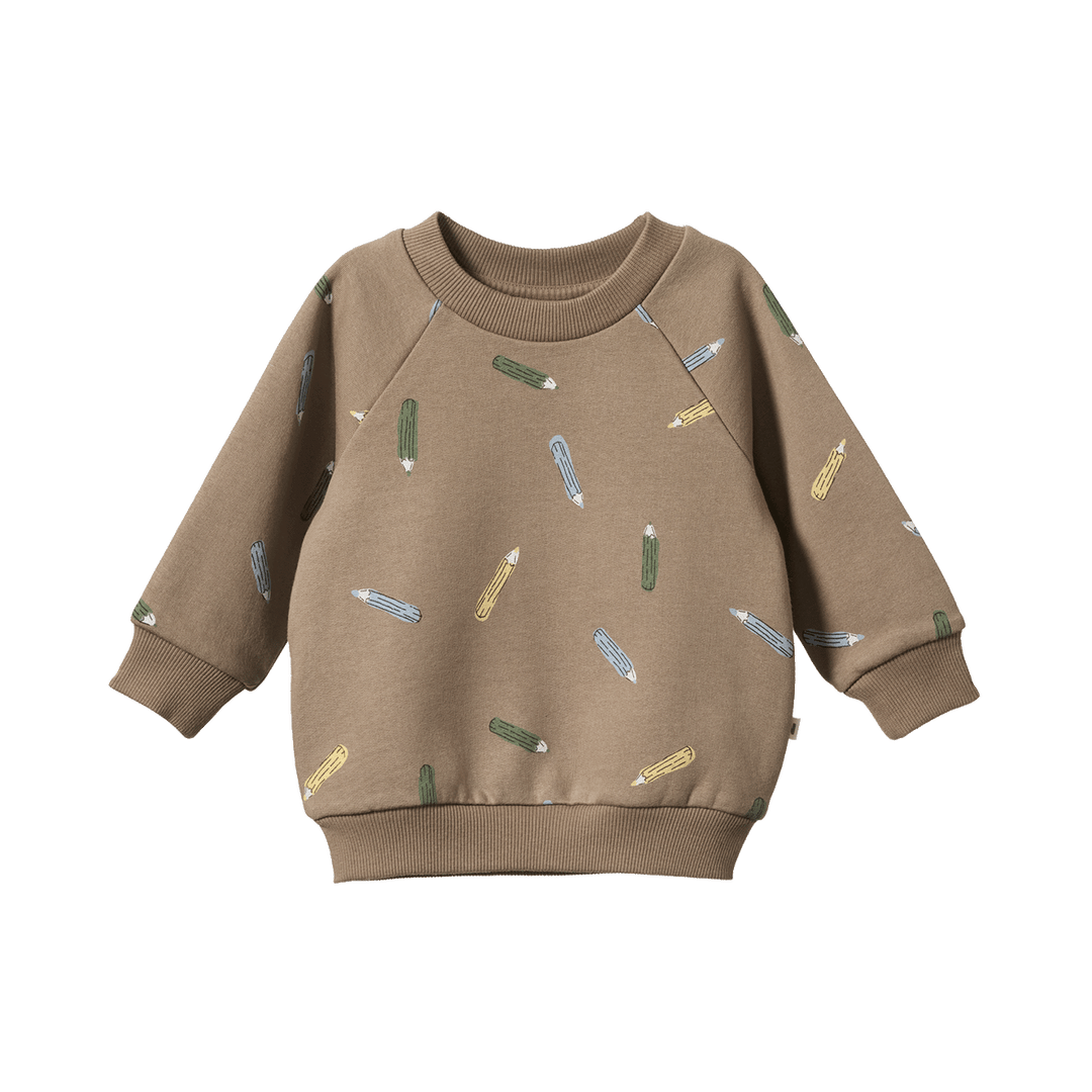 NATURE BABY - SPRINTER COLLECTION: EMERSON SWEATER PENCIL PRINT [sz:6-12 MTHS]