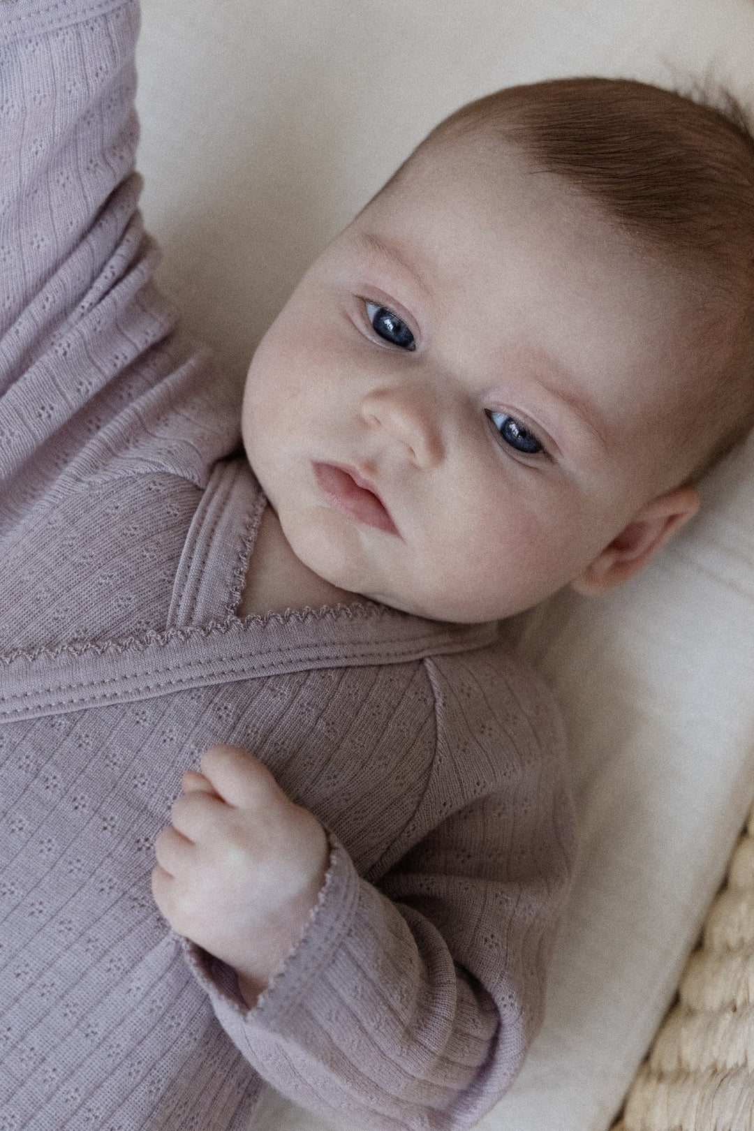 NATURE BABY - MERINO KNIT KIMONO JACKET: LILAC [sz:NB]