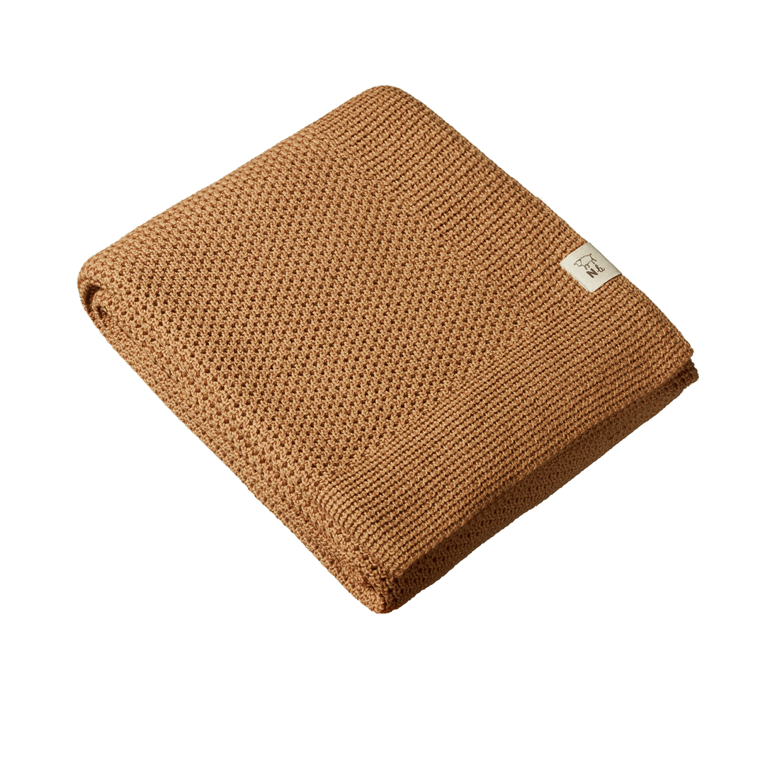 NATURE BABY - MERINO KNIT BASSINET BLANKET: CARAMEL