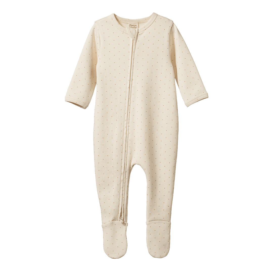 NATURE BABY - GIFTS: CARAMEL SPOT COTTON RIB ESSENTIALS SET [sz:0-3 MTHS]