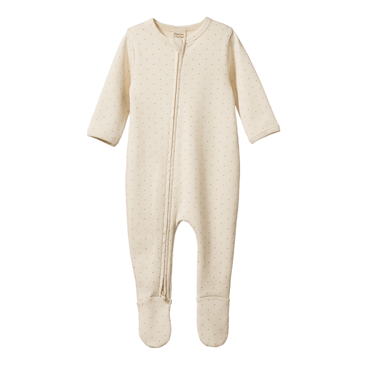 NATURE BABY - GIFTS: CARAMEL SPOT COTTON RIB ESSENTIALS SET [sz:0-3 MTHS]