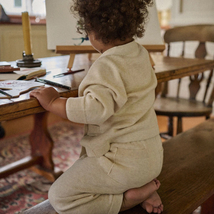 NATURE BABY - CECIL CARDIGAN: OATMEAL MARL [sz:0-3 MTHS]