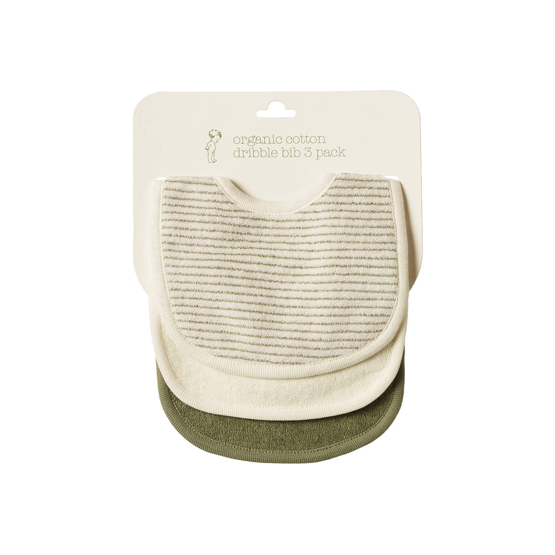 NATURE BABY - DRIBBLE BIBS 3 PACK: NETTLE PINSTRIPE/NATURAL/NETTLE