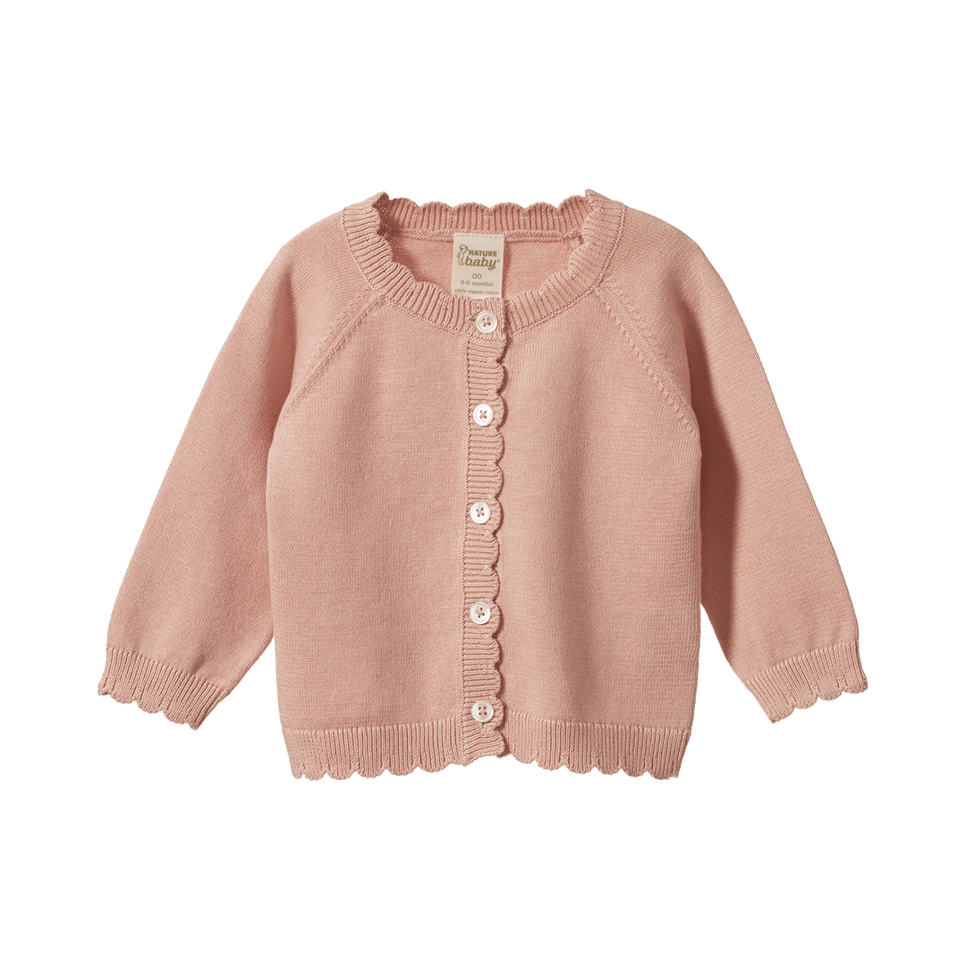 NATURE BABY - LILIETTE CARDIGAN: ROSE DUST [sz:0-3 MTHS]