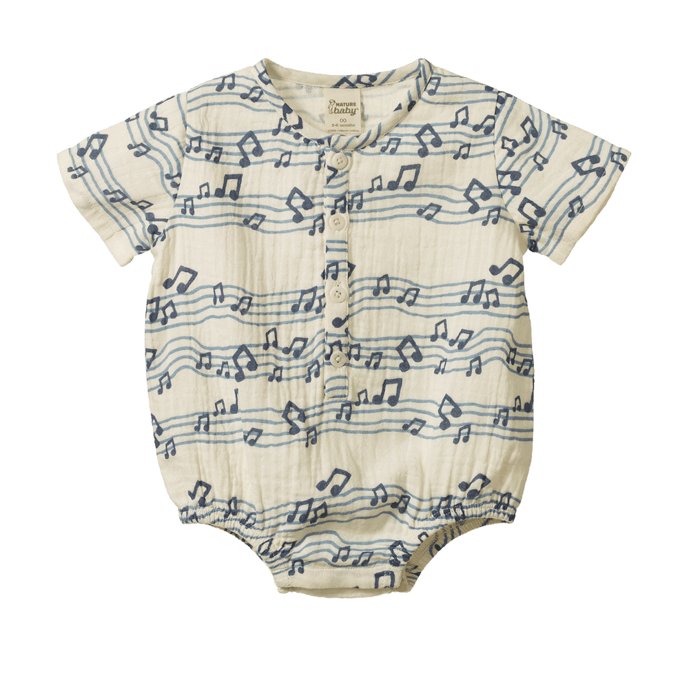 NATURE BABY - MONTY SUIT MUSLIN: RHYTHM PRINT [sz:3-6 MTHS]