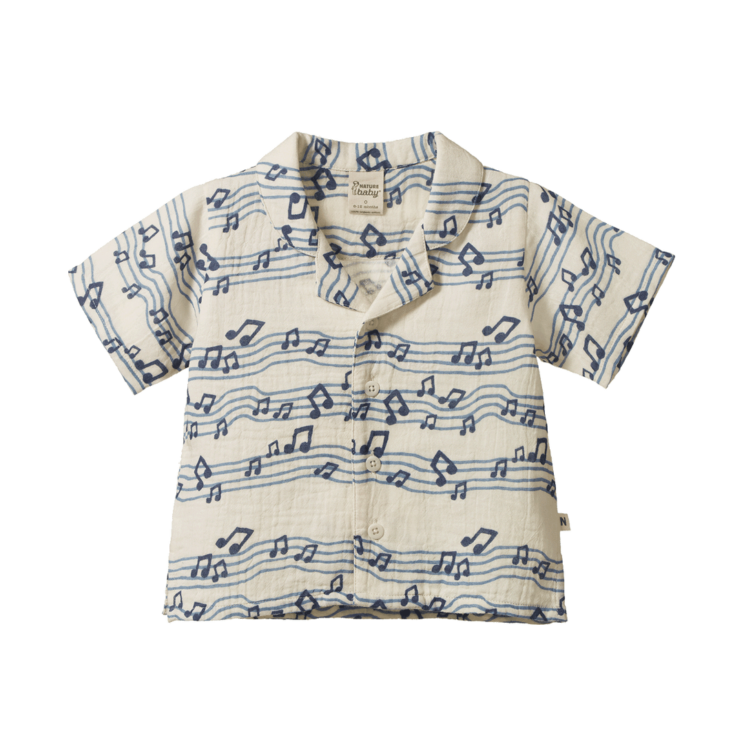 NATURE BABY - GUTHRIE SHIRT MUSLIN: RHYTHM [sz:6-12 MTHS]
