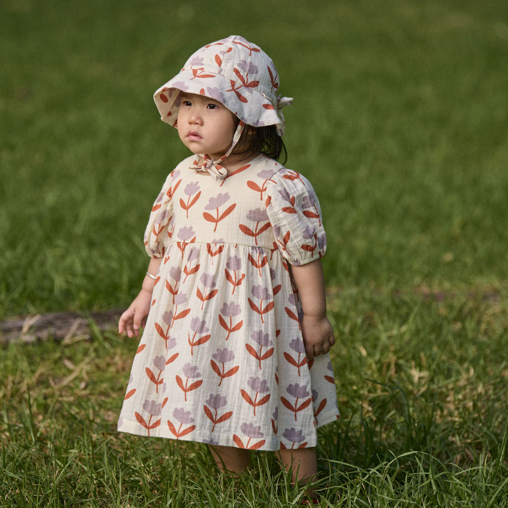 NATURE BABY - ALBERTINE DRESS MUSLIN: FLEURETTE PRINT [sz:6-12 MTHS]